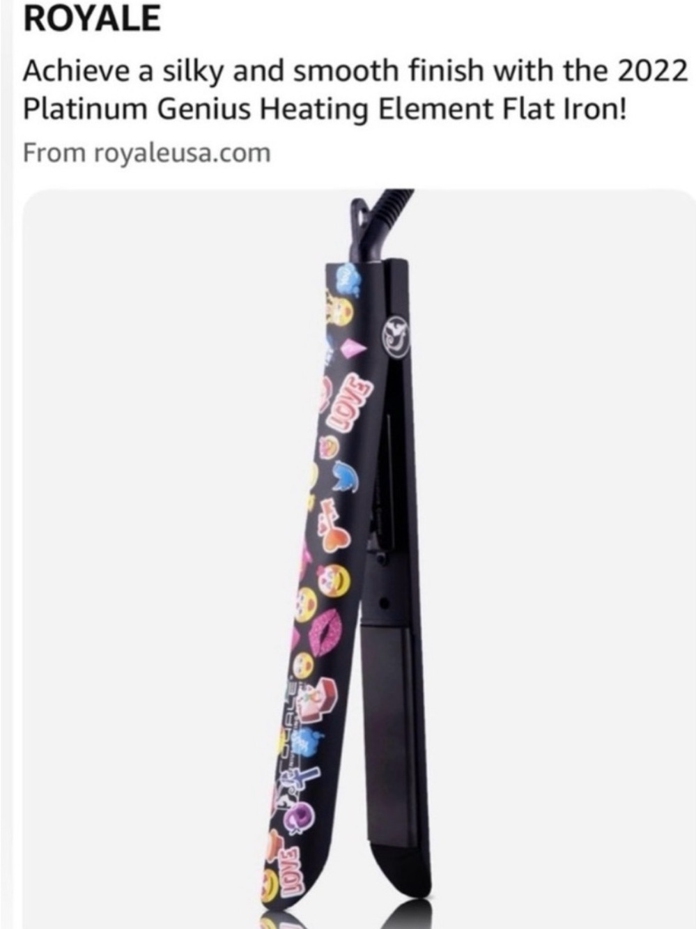 Black Emoji-Print Flat Iron Hair Straightener
